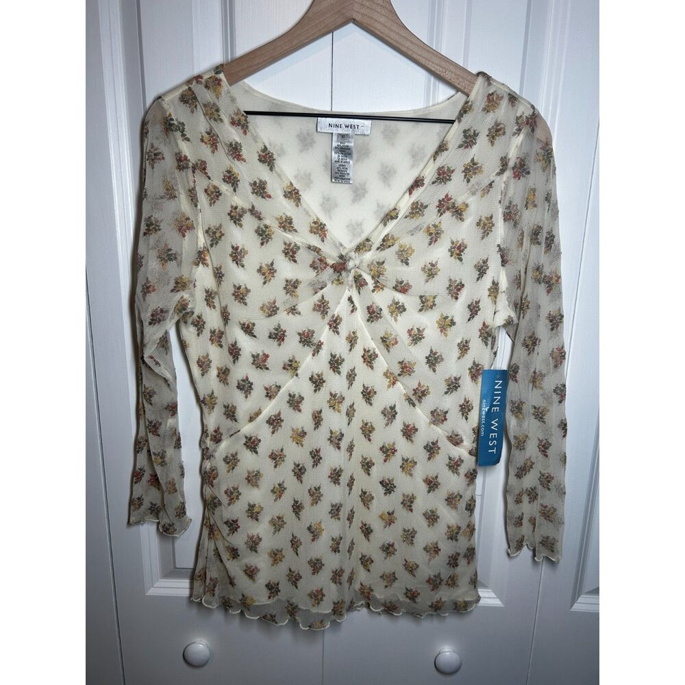 Vintage 90s Nine West Floral Mesh Top NWT XL